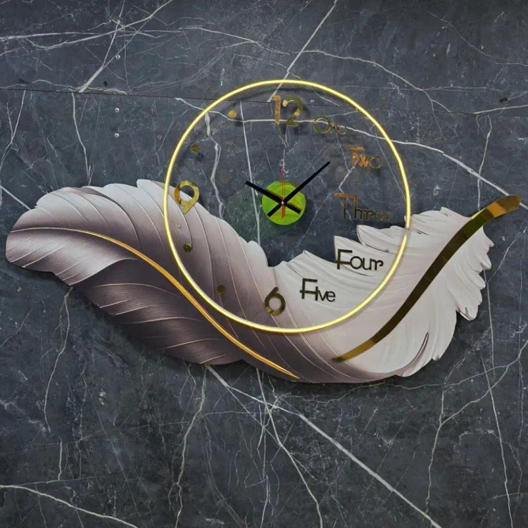 ساعت دیواری پر طوسی افقی