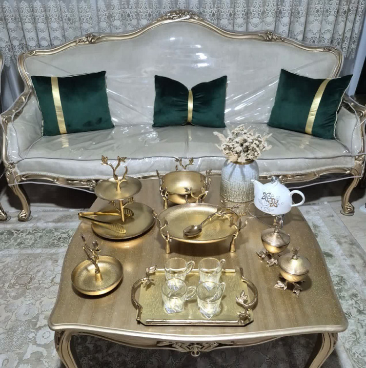سرویس پذیرایی گلبرگ طلایی آلومینیوم آبکاری شده