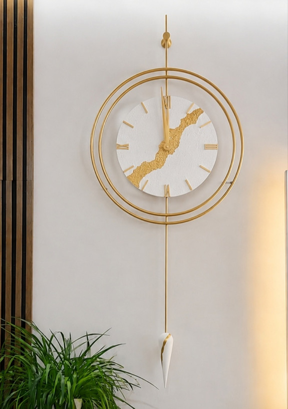 ساعت دیواری آونگ دار سفید پاندول دار